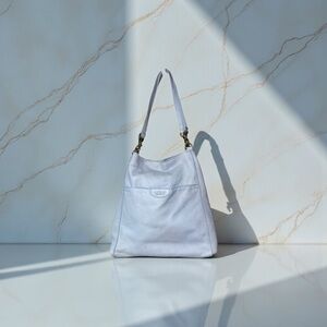 American Leather Co. Austin Leather Bucket Bag Austin Triple Entry Hobo Lt Blue